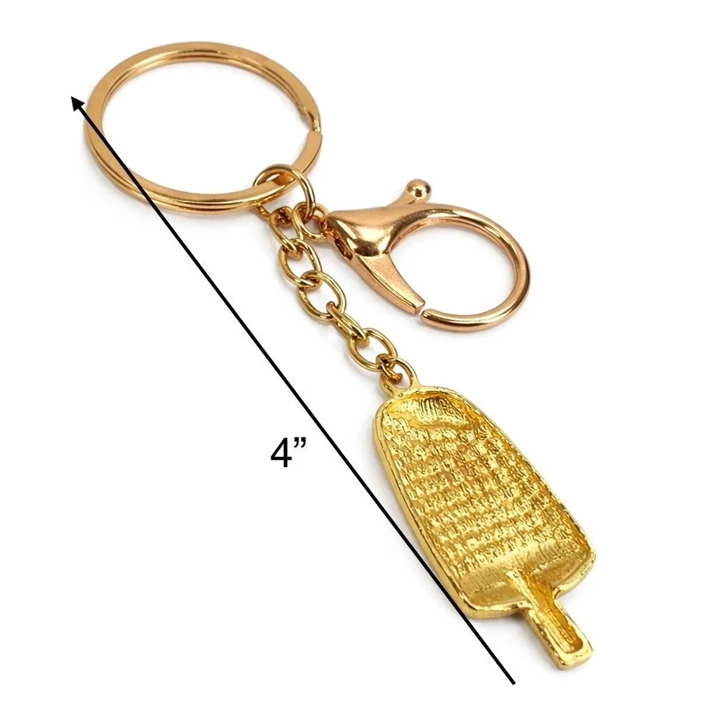 Women's Gold Tone Multi-color Rhinestone Popsicle Charm Key Chain 4